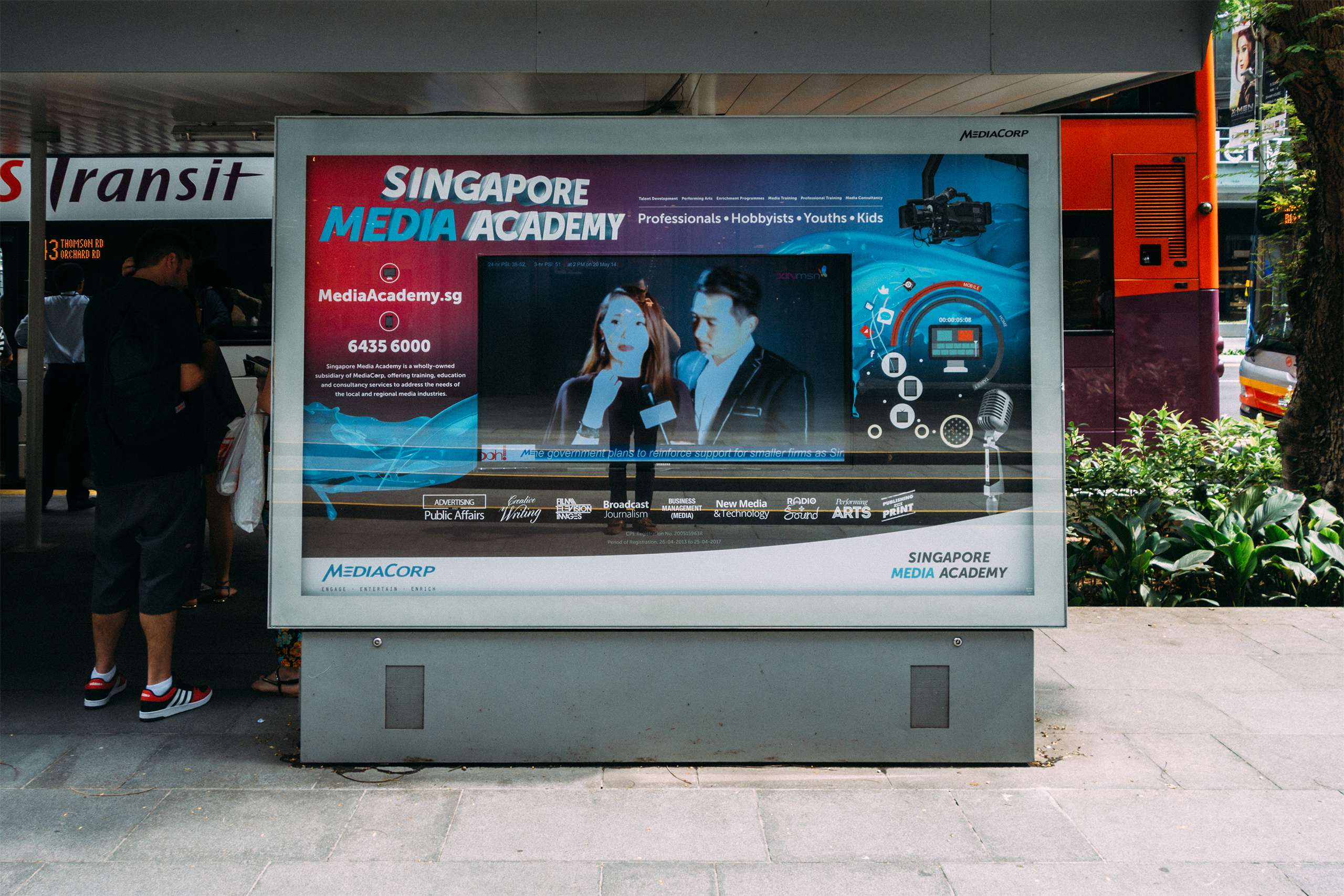 SMA's branding advetisement at bus stop along Orchard Road