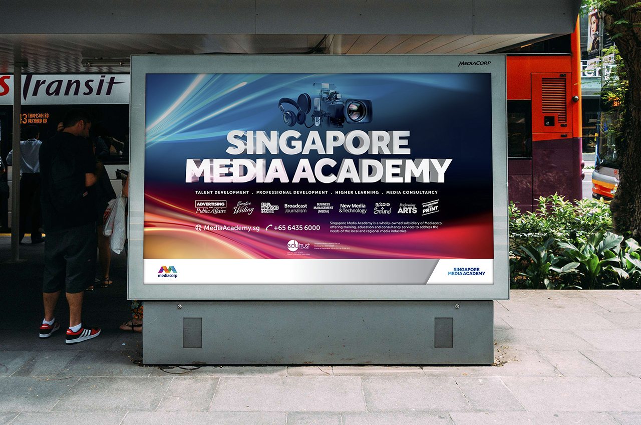 SMA's branding advetisement at bus stop along Orchard Road