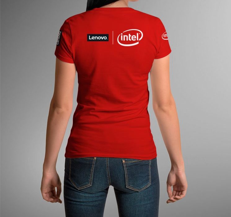 Branding Print Lenovo Intel T Shirt Back