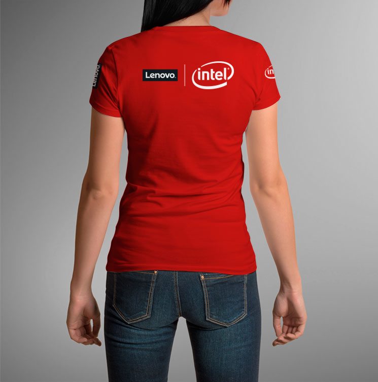 Branding Print Lenovo Intel T Shirt Back