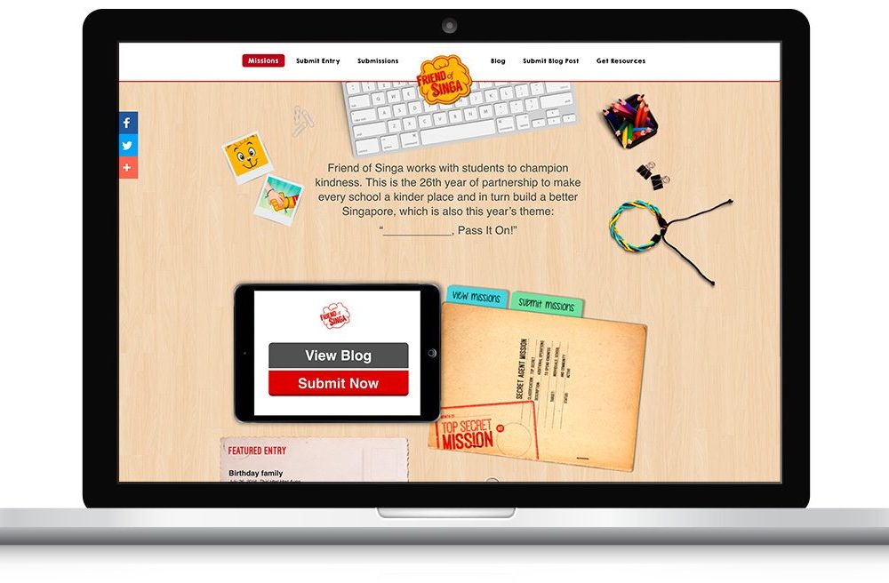 Web design and development for Friend of Singa Responsive Layout Laptop