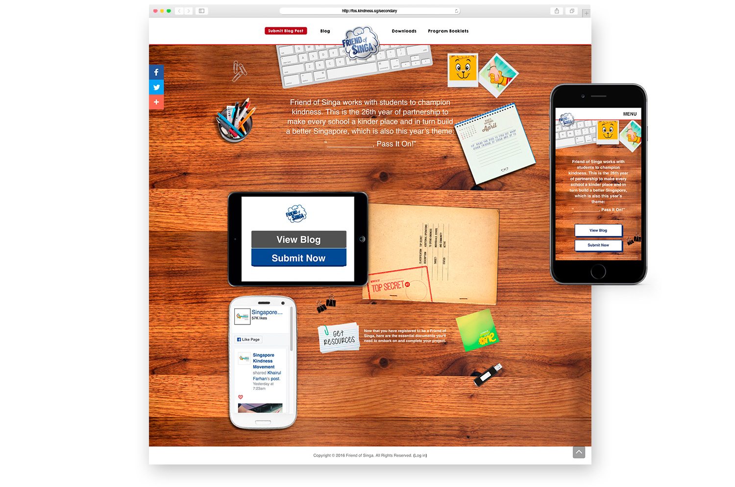 Web design and development for Friend of Singa Responsive Layout Laptop