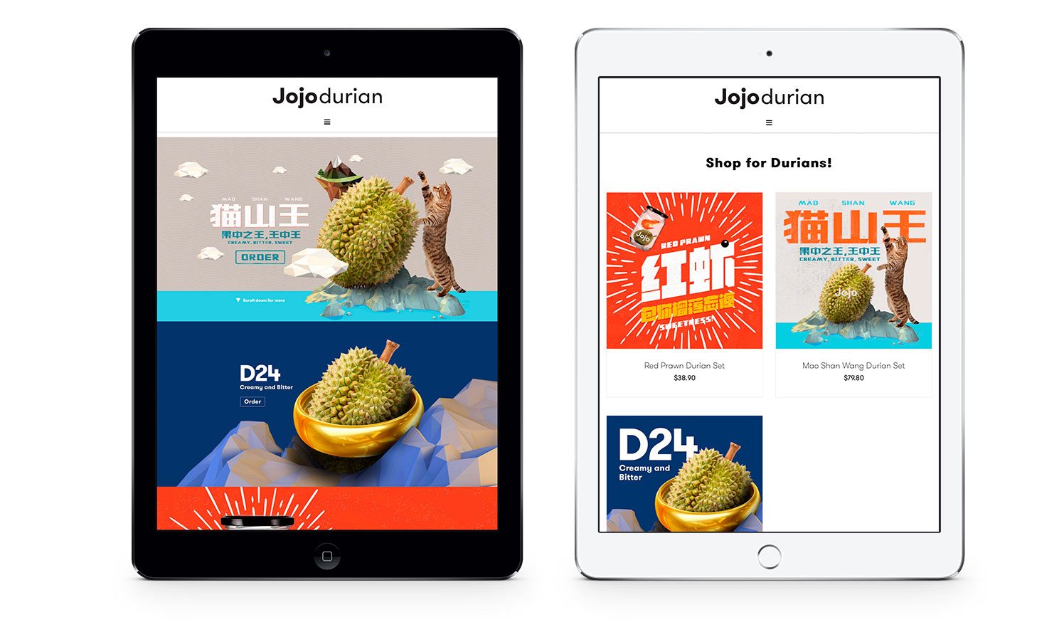 Web Design and Development for Jojo Durian Responsive Layout Tablet